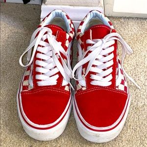 Women’s red and white checkered VANS